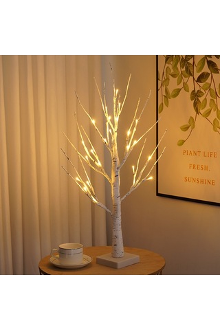 Youmex 60cm Yükseklikli 24 Led Işıkli Beyaz Meşe Ağaç Lambası, Zamanlama Fonksiyonu 6 Saat Açık/18 Saat Kapalı İle Noel, Parti Ve İç Mekan Dekorasyonu, Çıkartılabilir Taban, Sıcak Işık Diğer