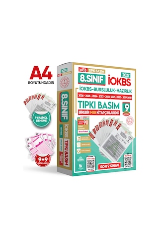 8.Sınıf İOKBS Bursluluk ALTIN PAKET Soru Bankası ve 9lu Tıpkı Basım Deneme Seti