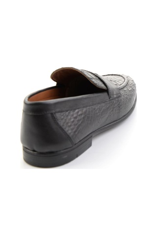 Siyah Hakiki Deri Erkek Loafer Ayakkabı E01594004103 Siyah