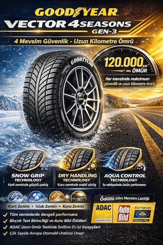 Goodyear 205/55 R16 91V Vector 4Seasons Gen3 Dört Mevsim Lastiği 2026