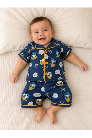 Tuembaby Dadft Duck Baskılı Erkek Bebek Kısa Kollu Şortlu Pijama Takımı Ölçüleri Açıklamada Lacivert