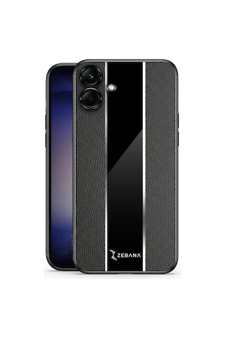 Samsung Galaxy Uyumlu A06 Kılıf Zebana Premium Deri Kılıf Siyah