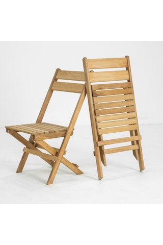 Flat Kayın Ahşap Katlanır Bahçe Balkon Sandalyesi Ahşap