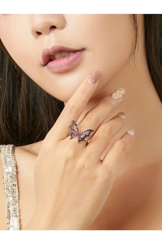Brezza Lusso Jewelry Gümüş Kelebek Model Bayan Gümüş Yüzük Ayarlanabililir