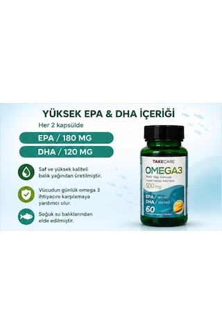 Takecare Omega 3 Balık Yağı 500 Mg 60 Softjel