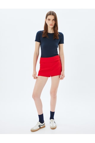 Koton Basic Fitilli Tişört Kısa Kollu Bisiklet Yaka Pamuklu Slim Fit Lacivert 5wak50089ek Lacivert