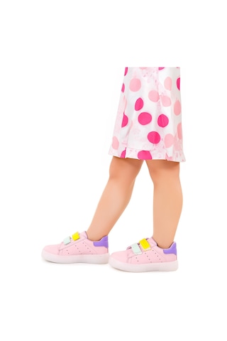 Kiko Kids Royzo Cırtlı Işıklı Kız Çocuk Spor Ayakkabı Pudra - Mor