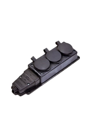 Ne-ad Kauçuk 1x16a Kapaklı 3'lü (üçlü) Grup Priz Siyah N11.466