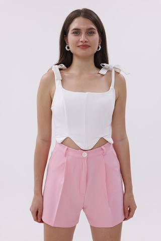 Genius Store Fundachoosesxgenius Kadın Pileli Şort İç Göstermez Lamineli Kadın Şort Pileli-şort Pembe
