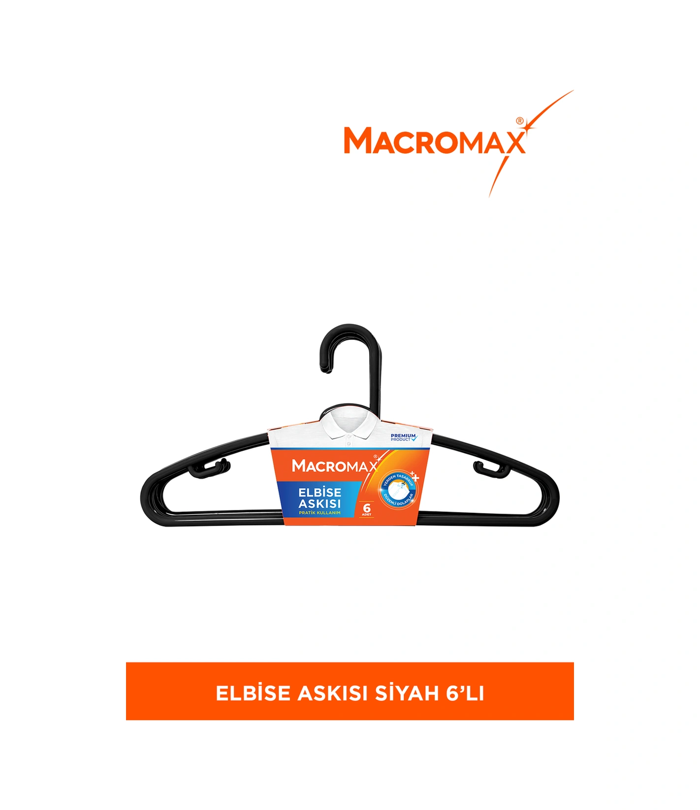 Elbise Askısı 6'lı Paket Beyaz/siyah , Düzenli Dolaplar