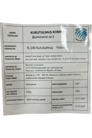 Wandobada Kurutulmuş Kombu Daşima Yosun 500g