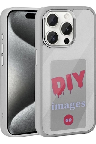 Apple Uyumlu iPhone 15 Pro Max Kılıf Ekranı Yansıtan Zore Akıllı Nfc Kapak Gri