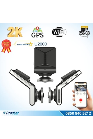 U2000 Wifi + Gps 1440p 170 Geniş Açı Gece Görüşlü Akıllı Araç İçi Kamera