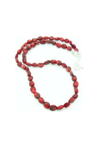 Stoneage Jewellery Kadın Kolye Kırmızı  Mercan Gümüş - Sedef