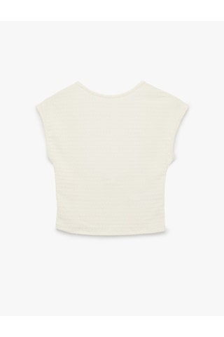 Koton Bürümcük Kumaş Dokulu Slim Fit Kolsuz Sırt Detaylı Crop Tişört Ekru 6sak50421ek