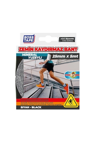 Boss Kaymaz Yüzey Merdiven Kaydirmaz Bant, 25 Mm X 5 M, Siyah