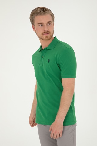 U.S. Polo Assn. Erkek Slim Fit Polo Yaka Yeşil Basic Tişört 50279573-VR054