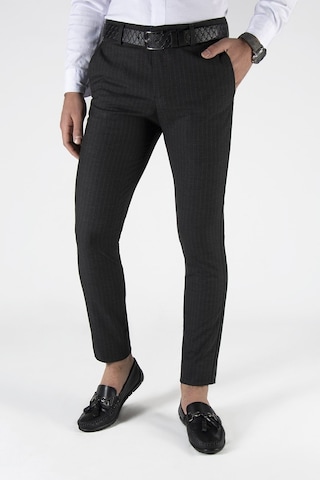 Terapi Men Erkek Slim Fit Dik Çizgili Italyan Kesim Keten Pantolon 21k-2200420-2 Siyah Siyah