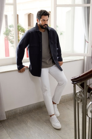 Ac&Co / Altınyıldız Classics Erkek Lacı Standart Fit Normal Kesim Gömlek Yaka %100 Pamuk Mont Lacı Lacivert