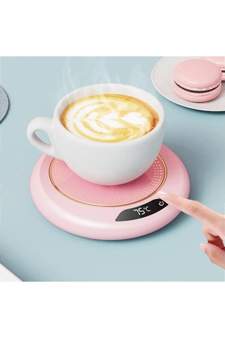 Xindoker Akıllı Usb Kahve Isıtıcı - 3 Sıcaklık Ayarı İle Çay, Süt Ve İçeceklerinizi Sıcak Tutar Pembe Pembe