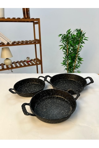 Favora Rachel 3 Lü Döküm Set Granit Yumurta Sahanı Siyah