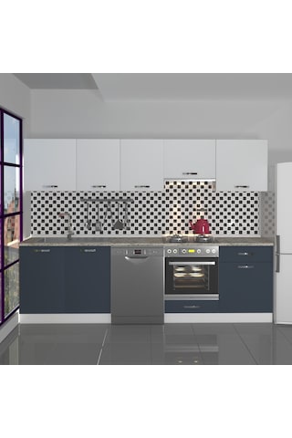 Decoraktiv Elite 280 Ankastre Fırın Modüllü Mdf Hazır Mutfak Dolabı - Tezgah Dahil - Antrasit - Buz Gri Diğer