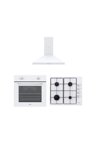 Vestel Doğal Lezzet AF-4661 YB - AO-6004 YB-DG - AD-60030 B Beyaz Ankastre Set