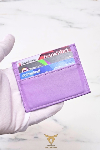 Vanilla Collection Unisex Mini Ve Ince Deri Dizme Kartlık Portföy Lila Lila