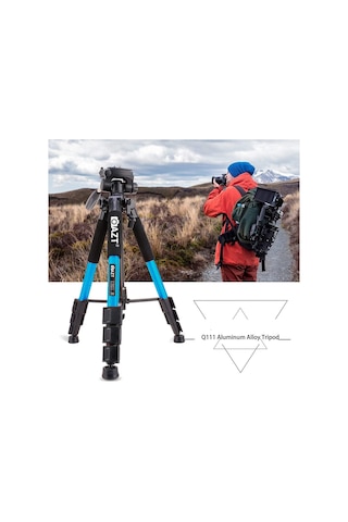 Q111 10kg Kapasiteli Çantalı Profesyonel Mavi Tripod Canon Nikon Sony Fujifilm Olympus