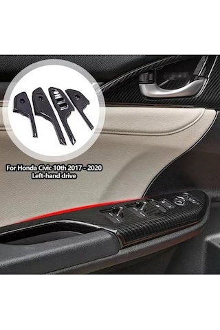 Honda Civic Fc5 Fk7 2017-2020 İç Kapı Kol Dayama Karbon Fiber Tam Set 4 Adet Ön 4 Adet Arka