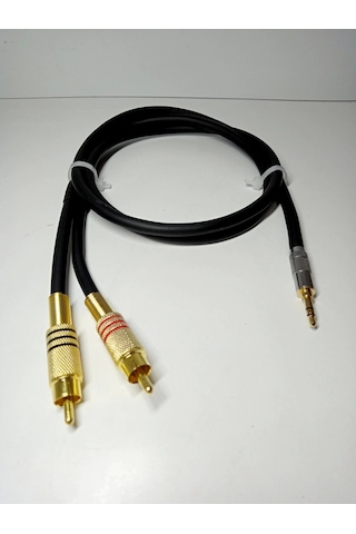 Aux Rca Kablo - %100 Bakır 6mm Kablodan Bir Tarafı Aux Diğer Tarafı Rca Kablo - 1 Metre