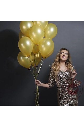 Vıp 100 Pcs Shıny Metallıc Gold Balloon Vıp Kalite Parlak Metalik Gold Balon Helyum Gazı Uyumlu