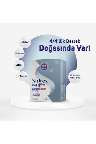 Sıdrex Mag4ever Magnezyum Ve Vitamin B6 İçeren Takviye Edici Gıda 60 Kapsul