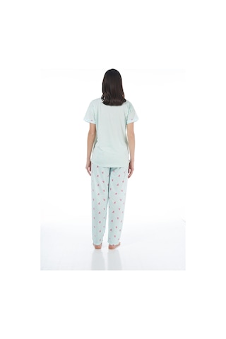 Estiva 22123 Kadın Kalp Desenli Kısa Kollu Viskon Pijama Takımı 001