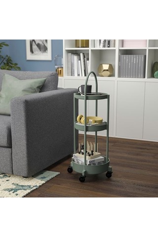 Ikea Juttersbo Servis Arabası, Gri-yeşil, 36x36 Cm
