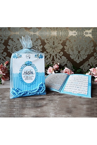 Yasin Kitabı Pembe Tül Kese İçinde Tesbihli Çanta Boy