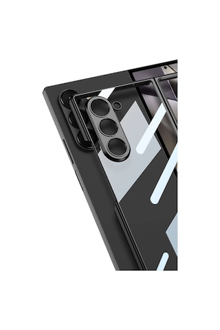 Samsung Galaxy Uyumlu Z Fold 6 Kılıf Novatech Full Camlı Kıpta Kılıf Altın