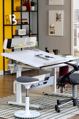 Vega Standart Yükseklik Ve Eğim Ayarlı, Çekmeceli Ergonomik Bilgisayar, Ofis Ve Çalışma Masası Mavi Gri