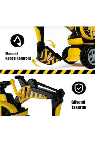 Bin Git Kepçe Binilebilir Manuel Kontrol Edilebilir Kepçeli 12 Parça Stickerlı Oyuncak İnşaat Aracı Çok Renkli
