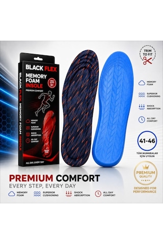 Perfect Fit Ark Destekli Gri Oranj Erkek Memory Foam Darbe Emici Hafızalı İç Tabanlık 41-46 Numaraya Göre Kolay Kesilebilir