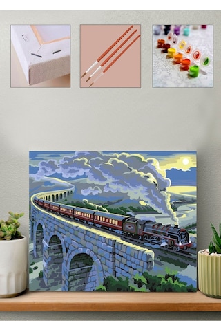 Kara Tren Sayılarla Boyama Seti