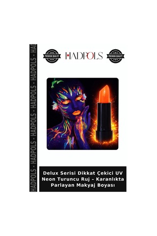 Delux Serisi Dikkat Çekici Uv Neon Turuncu Ruj Karanlıkta Parlayan Makyaj Boyası Belirtilmemiş