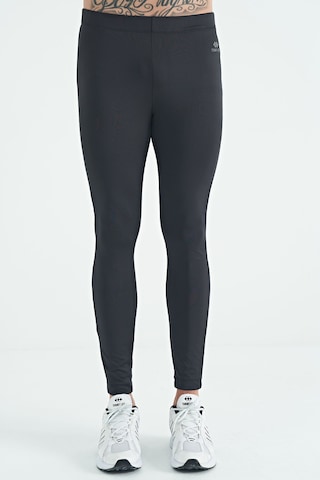 Tommy Life Siyah Arka Bilek Baskı Detaylı Yüksek Bel Slim Fit Aktif Spor Erkek Tayt - 84988 SiYAH Siyah