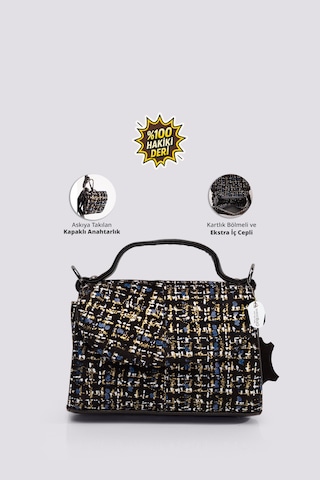 Westbag Kadın Hakiki Deri Kapaklı Omuz Çantası Kartlık Ve Anahtarlık Bölmeli Küçük Boy Çok Renkli Siyah