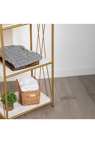 Demeter Gold Metal 4 Katlı Dekoratif Raf Gold