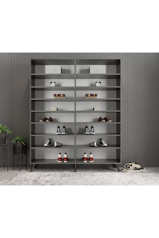 Duke 4 Kapaklı Ayakkabılık Füme Beyaz 180 Cm M2