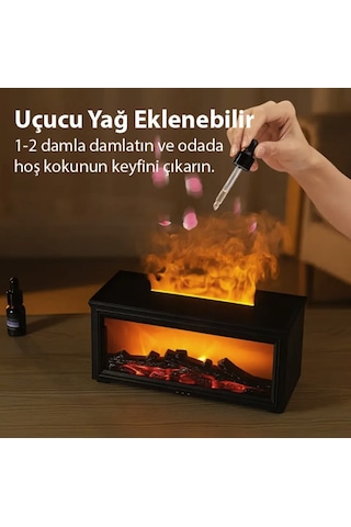 Şömine Efektli Alev Efektli Buhar Makinası Humidifer Çocuk Odası Yatak Odası İçin Dekoratif Soğuk Buhar Makinası