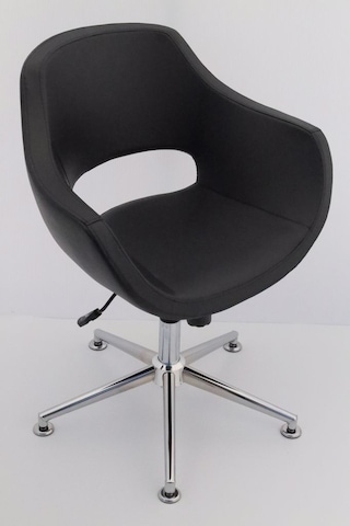 Ultra Siyah Deri Tekerleksiz Ofis Çalışma Koltuğu