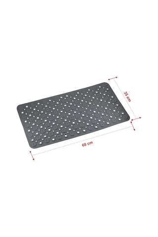 Efe Mark Premium Serisi Banyo - Küvet İçi Kaydırmaz Vantuzlu Oluklu Desenli Diktördgen Paspas 67,5 X 34,5 Cm, Gri Çok Renkli