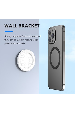 Maiyame iPhone Uyumlu 15/14/13/12 Serisi İçin Magnetik Duvar Stantı - Alüminyum+silikon Malzeme, Sağlam Tutuş, Çizik Koruması, Siyah